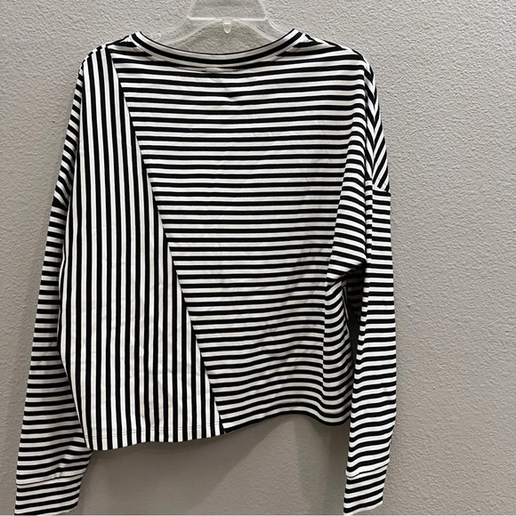 Parker Womens Shirt Size M Black White Nanette Stripes Blouse $178 - Picture 5 of 10